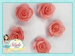 Flor de Tecido em Poliéster Rosa Antigo (5 unidades)