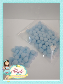 Pompom 1 Cm Azul Bebê Pacote - 100 Uni