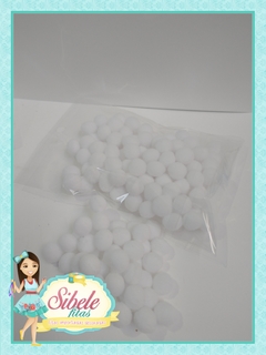 Pompom 1 Cm Branco Pacote - 100 uni