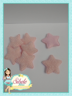 Aplique Estrela Acolchoado Plush Rosa- Unidade