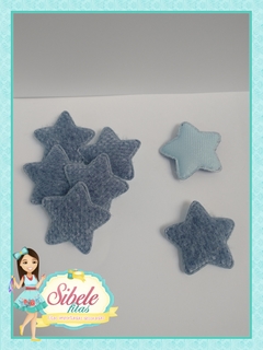 Aplique Estrela Acolchoado Plush Azul - Unidade