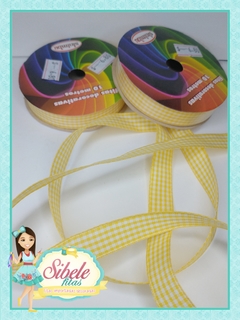 Fita Gorgurão Xadrez Amarelo - 15mm (SNB)