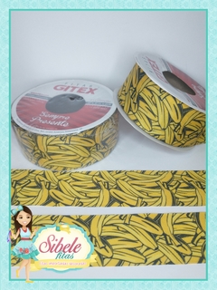 Fita Gorgurão Banana Amarela Borda Preta - 38mm (GITEX)