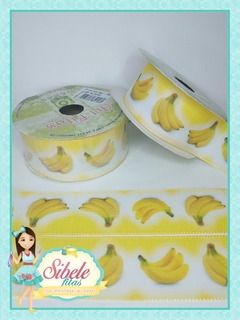 Fita Gorgurão Cacho de Banana Borda Amarela - 38mm (ART)
