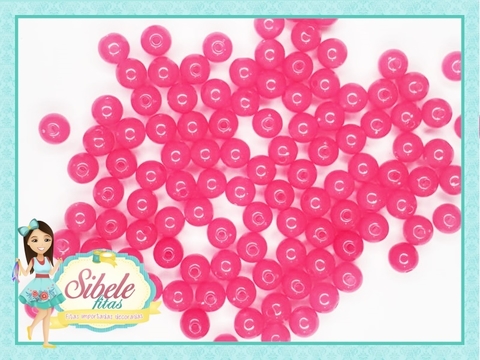 Miçanga Bolinha n8 Translúcida Rosa Pink (30g)