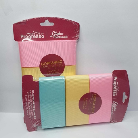 Kit Progresso Para Laço Rosa/Amarelo/Verde (3 metros de cada cor)