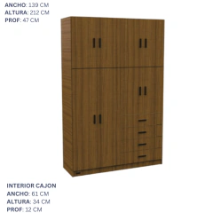 Placard 8 puertas 140 x 215 x 47 - comprar online