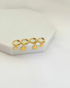 BRINCO ARGOLINHA ESTRELA BANHO OURO 18K - LIA M - comprar online
