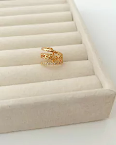 PIERCING FAKE TRIPLO CORAÇÕES BANHO OURO 18K - FABI