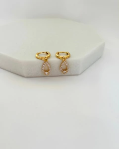 Imagem do BRINCO ARGOLINHA GOTA VAZADA BANHO OURO 18K - LORENA