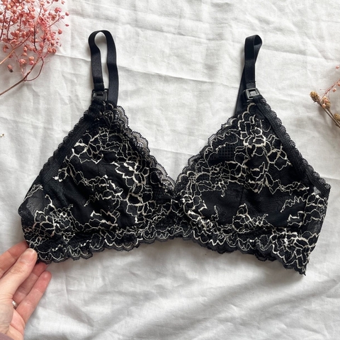 Corpiño Ana encaje bicolor fondo negro