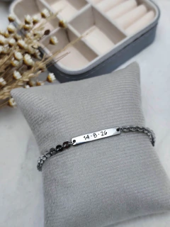 Pulsera acero identidad mini plaquita personalizada en internet