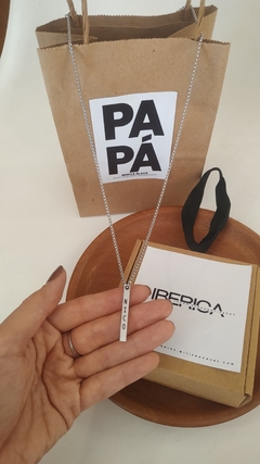 Colgante Barra 3D cadena premium 100% acero grabado laser en internet