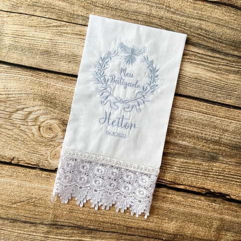 Toalha Batizado BRASÃO ESPÍRITO SANTO + NOME