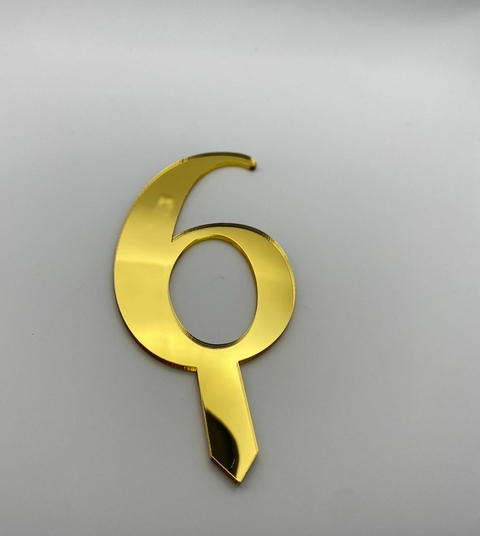 ACRÍLICO NÚMERO 6 PARA BOLO - 10CM - UNIDADE