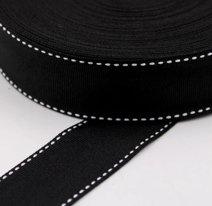 Fita Jeans preta com pesponto 38mm - METRO