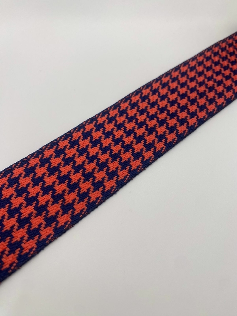 FITA XADREZ PIED POULE ROSA C/AZUL MARINHO - 4CM - METRO