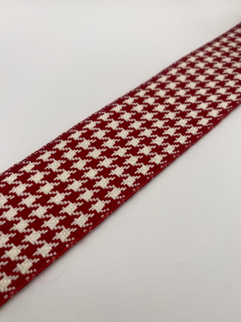 FITA XADREZ PIED POULE VERMELHO C/ BRANCO - 4CM- METRO