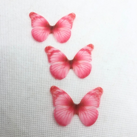 BORBOLETAS EM TECIDO ROSA - SAQUINHOS C/10 UNIDADES