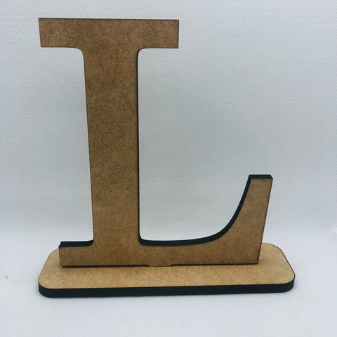 LETRA L 3D EM MDF COM BASE 15 CM - UNIDADE