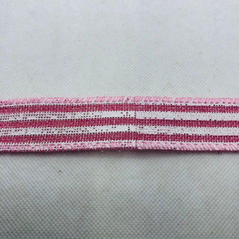 FITA LISTRADA ROSA COM BRANCO - METRO