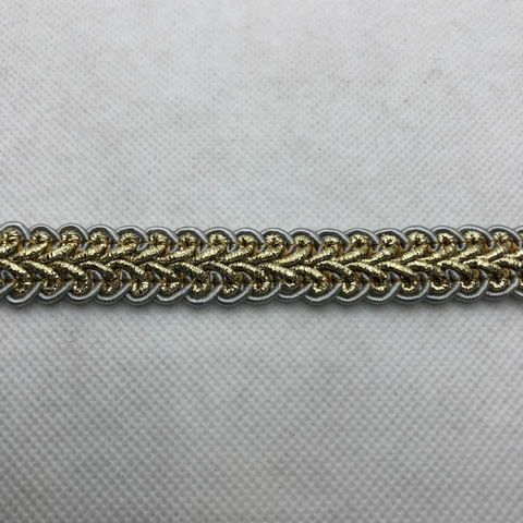 PASSAMANARIA REF. 94 OURO / CINZA - LARG. 14 MM - 1 METRO