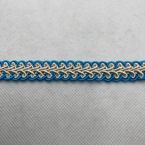 PASSAMANARIA REF. 94 BEGE / AZUL TURQUESA - LARG. 14 MM - 1 METRO
