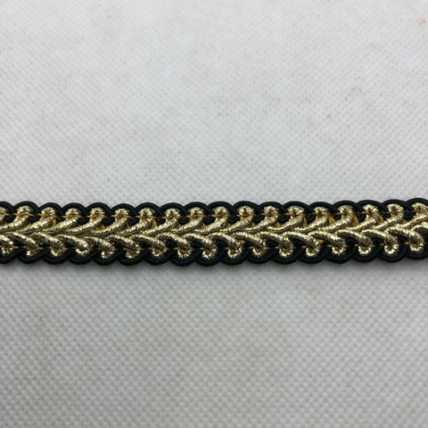 PASSAMANARIA REF. 94 OURO / PRETO - LARG. 14 MM - 1 METRO