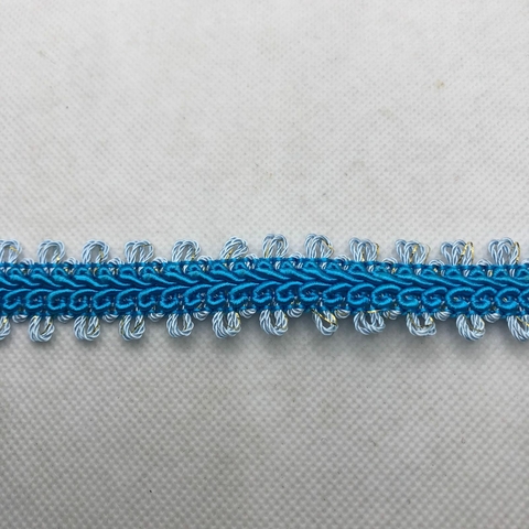 PASSAMANARIA REF. 97 AZUL TURQUESA/AZUL CELESTE/OURO - LARG. 20 MM - 1 METRO