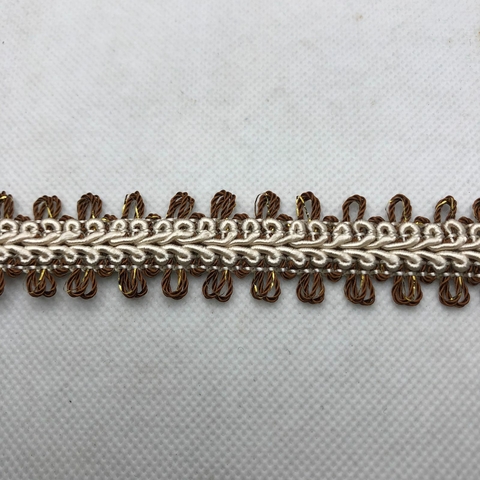 PASSAMANARIA REF. 97 BEGE/MARROM/OURO - LARG. 20 MM - 1 METRO