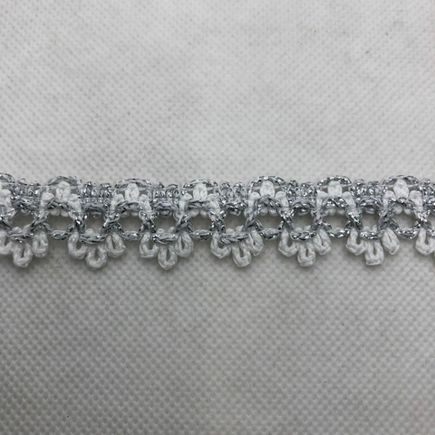 PASSAMANARIA REF. 300 BRANCO/PRATA - LARG. 17 MM - 1 METRO