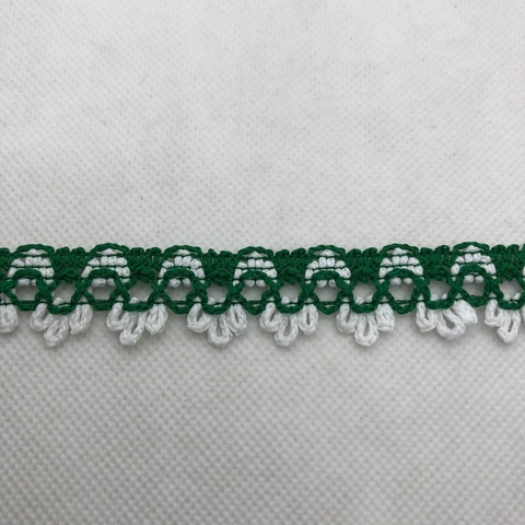 PASSAMANARIA REF. 300 BRANCO/VERDE ESMERALDA - LARG. 17 MM - 1 METRO