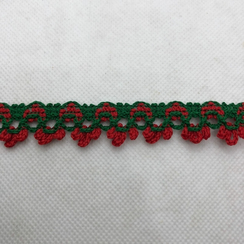 PASSAMANARIA REF. 300 VERMELHO/VERDE ESMERALDA - LARG. 17 MM - 1 METRO