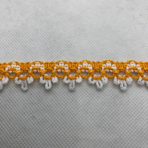 PASSAMANARIA REF. 300 BRANCO/AMARELO OURO - LARG. 17 MM - 1 METRO