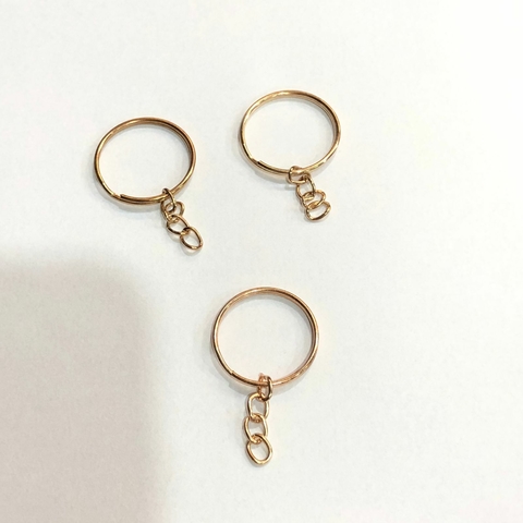 ARGOLAS PARA CHAVEIRO C/ CORRENTE DOURADO 25 MM - UNIDADE