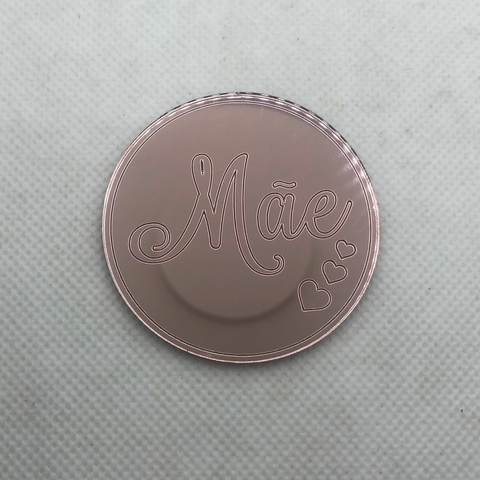 Aplique de Acrilico Rose Círculo mãe - 5 cm