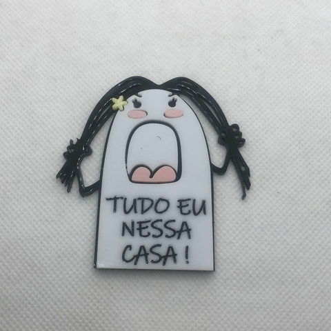 Aplique de acrilico colorido flork "tudo eu nessa casa" - 6 cm