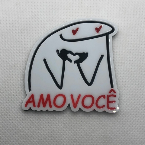 APLIQUE DE ACRILICO COLORIDO FLORK "AMO VOCÊ" - 6 CM