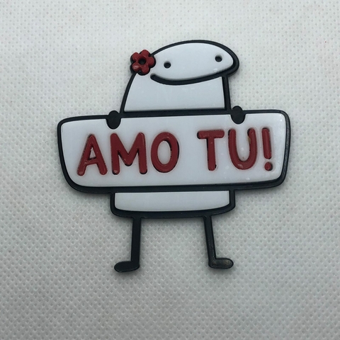 APLIQUE DE ACRILICO COLORIDO FLORK "AMO TU" - 6 CM