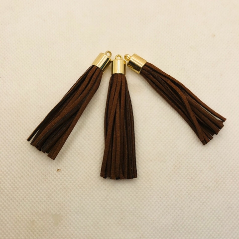 Pingente Tassel de Camurça Marrom - 6 cm - unidade