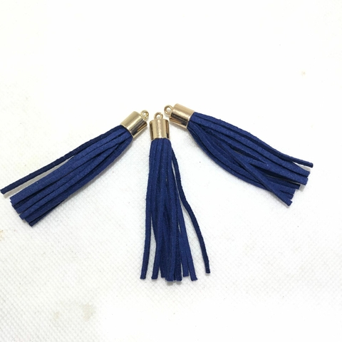 Pingente Tassel de Camurça Azul - 6 cm - unidade