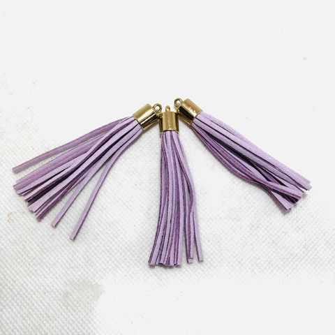 Pingente Tassel de Camurça Lilás - 6 cm - unidade