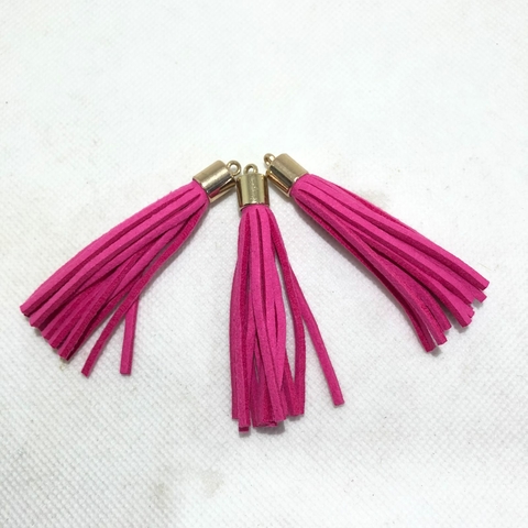 Pingente Tassel de Camurça Pink - 6 cm - unidade