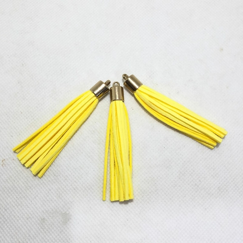 Pingente Tassel de Camurça Amarelo Canário - 6 cm - unidade