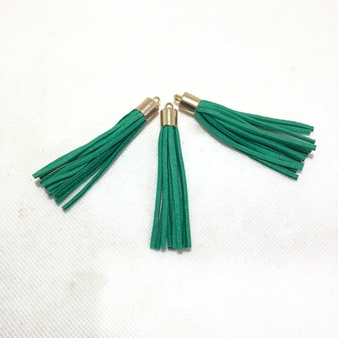 Pingente Tassel de Camurça Verde - 6 cm - unidade