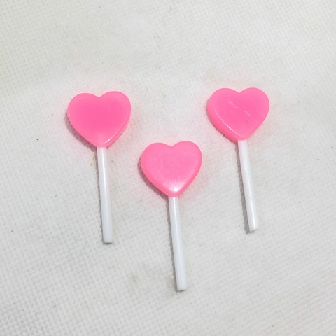 Mini Pirulito Coração Rosa Escuro