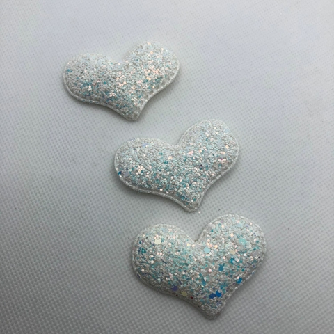 Coração Glitter Branco - 6 cm