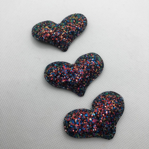 Coração Glitter Preto - 6 cm