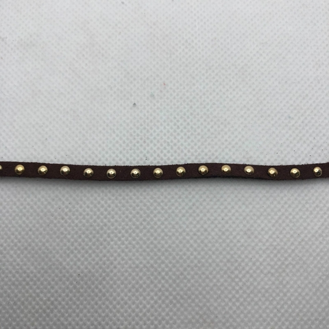 FITA DE COURO CAFÉ 0,4 CM COM TACHINHAS - METRO