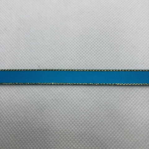 FITA CETIM AZUL CLARO C/ BORDA DOURADA - METRO